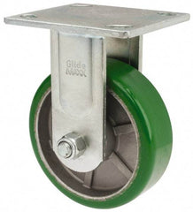 Value Collection - 5" Diam x 1-1/2" Wide x 6-1/2" OAH Top Plate Mount Rigid Caster - Polyurethane, 720 Lb Capacity, Roller Bearing, 4 x 4-1/2" Plate - Eagle Tool & Supply