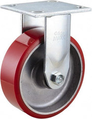 Value Collection - 6" Diam x 2" Wide x 7-1/2" OAH Top Plate Mount Rigid Caster - Polyurethane, 990 Lb Capacity, Roller Bearing, 4 x 4-1/2" Plate - Eagle Tool & Supply