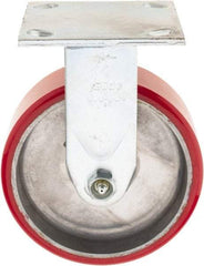 Value Collection - 6" Diam x 2" Wide x 7-1/2" OAH Top Plate Mount Rigid Caster - Polyurethane, 1,100 Lb Capacity, Roller Bearing, 4 x 4-1/2" Plate - Eagle Tool & Supply