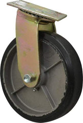 Value Collection - 8" Diam x 2" Wide x 9-1/2" OAH Top Plate Mount Swivel Caster - Soft Rubber, 600 Lb Capacity, Roller Bearing, 4 x 4-1/2" Plate - Eagle Tool & Supply