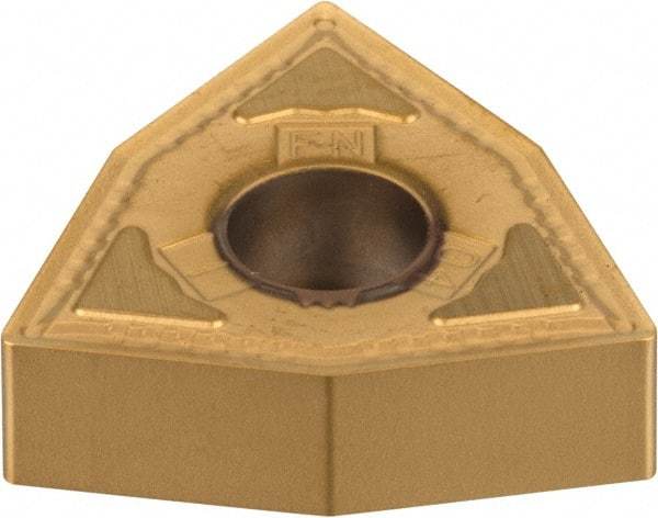 Kennametal - WNMG431 FN Grade KT315 Cermet Turning Insert - TiN/TiCN/TiN Finish, 80° Trigon, 1/2" Inscr Circle, 3/16" Thick, 1/64" Corner Radius - Eagle Tool & Supply