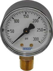 Wika - 2" Dial, 1/4 Thread, 0-300 Scale Range, Pressure Gauge - Lower Connection Mount, Accurate to 3-2-3% of Scale - Eagle Tool & Supply