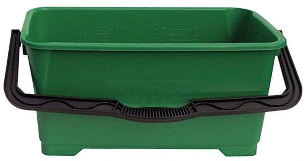 Unger - 6 Gal, Plastic Rectangular Green Bucket/Pail - Handle Included - Eagle Tool & Supply