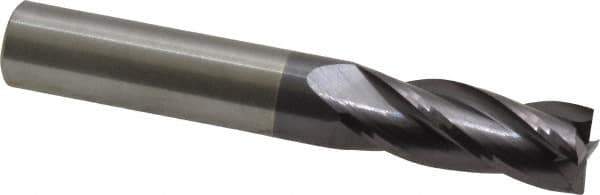 M.A. Ford - 3/8", 1" LOC, 3/8" Shank Diam, 2-1/2" OAL, 4 Flute, Solid Carbide Square End Mill - Single End, TiAlN Finish, Spiral Flute, 30° Helix, Centercutting, Right Hand Cut, Right Hand Flute, Series 111 - Eagle Tool & Supply