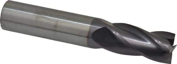 M.A. Ford - 5/8", 1-1/4" LOC, 5/8" Shank Diam, 3-1/2" OAL, 4 Flute, Solid Carbide Square End Mill - Single End, TiAlN Finish, Spiral Flute, 30° Helix, Centercutting, Right Hand Cut, Right Hand Flute, Series 111 - Eagle Tool & Supply