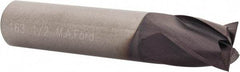 M.A. Ford - 1/2", 5/8" LOC, 1/2" Shank Diam, 2-1/2" OAL, 4 Flute, Solid Carbide Square End Mill - Single End, TiAlN Finish, Spiral Flute, 30° Helix, Centercutting, Right Hand Cut, Right Hand Flute, Series 163 - Eagle Tool & Supply