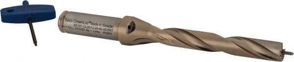 Seco - 13 to 13.99mm Diam, 7xD, 3.543" Max Depth, 5/8" Shank Diam, 4" Flute, 6-19/32" OAL, Replaceable Tip Drill - Series SD107 - Eagle Tool & Supply
