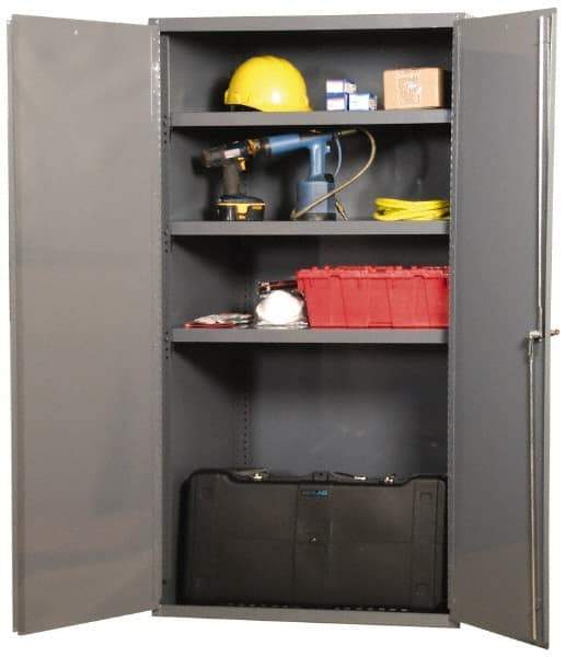 Durham - 2 Shelf Locking Storage Cabinet - Steel, 36" Wide x 18" Deep x 48" High, Gray - Eagle Tool & Supply
