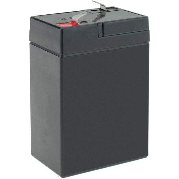 Mule - Lead-Acid, Quick-Disconnect Tab Terminal, 6 Volt, 4.5 Amp, Lead Rechargeable Battery - 3/16" Tab Width x 0.032" Tab Thickness, 1.77" Wide x 3.98" High x 2.76" Deep - Eagle Tool & Supply