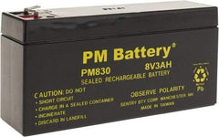 Mule - Lead-Acid, Quick-Disconnect Tab Terminal, 8 Volt, 3 Amp, Lead Rechargeable Battery - 3/16" Tab Width x 0.032" Tab Thickness, 1.44" Wide x 2.47" High x 5-1/4" Deep - Eagle Tool & Supply