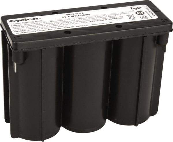 Mule - Pure Lead, Quick-Disconnect Tab Terminal, 6 Volt, 8 Amp, Lead Rechargeable Battery - 1/4" Tab Width x 0.032" Tab Thickness, 2.11" Wide x 4" High x 5.47" Deep - Eagle Tool & Supply