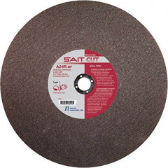 Sait - 14" 24 Grit Aluminum Oxide Cutoff Wheel - 1/8" Thick, 1" Arbor, 5,400 Max RPM, Use with Portable Tools - Eagle Tool & Supply