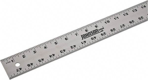 Johnson Level & Tool - 48" Long, 1/8, 1/16" Graduation, Aluminum Rule - English Graduation Style, Gray, Anodized Finish - Eagle Tool & Supply