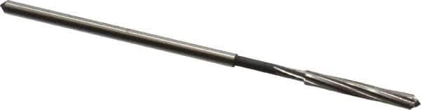 Interstate - 1/8" High Speed Steel Chucking Reamer - Spiral Flute, 0.119" Straight Shank, 7/8" Flute Length, 3-1/2" OAL - Eagle Tool & Supply