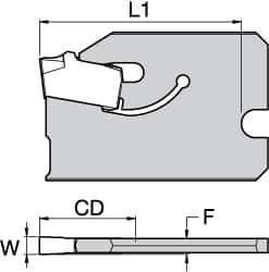 Kennametal - 3/4" Blade Height, 0.0669" Blade Width, 1" OAL, Neutral Cut, Single End Indexable Cut-Off Blade - 16mm Max Depth of Cut, A2BHSN Blade - Eagle Tool & Supply