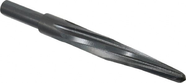 Made in USA - 21/32" Reamer Diam, 3/8" Small End Diam, 1/2" Diam Straight Shank, 4-1/2" Flute, Bridge Reamer - Eagle Tool & Supply
