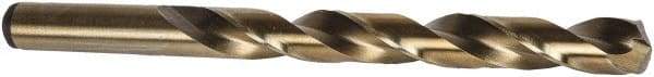 Precision Twist Drill - 19/32" 135° Cobalt Jobber Drill - Oxide/Gold Finish, Right Hand Cut, Spiral Flute, Straight Shank, 7-1/8" OAL, Split Point - Eagle Tool & Supply