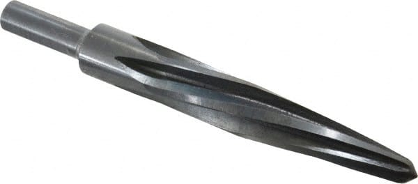 Made in USA - 13/16" Reamer Diam, 7/16" Small End Diam, 1/2" Diam Straight Shank, 4-1/2" Flute, Bridge Reamer - Eagle Tool & Supply