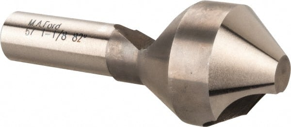 M.A. Ford - 1-1/8" Head Diam, 1/2" Shank Diam, 0 Flute 82° High Speed Steel Countersink - Eagle Tool & Supply