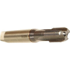 Emuge - 3/8-16 UNC 2BX 3 Flute TiCN Finish Cobalt Straight Flute Machine Tap - Modified Bottoming, Right Hand Thread, 2-15/16" OAL, 0.866" Thread Length, Oversize - Exact Industrial Supply