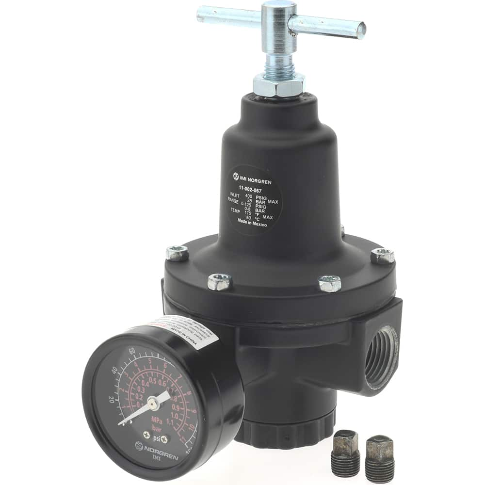 Compressed Air Regulator: 1/2″ NPT, 400 Max psi 7″ OAH