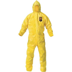 KleenGuard - Size 3XL PE Film Chemical Resistant Coveralls - Yellow, Zipper Closure, Elastic Cuffs, Elastic Ankles, Bound Seams - Eagle Tool & Supply