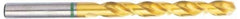 Accupro - #18 135° Cobalt Jobber Drill - TiN Finish, Right Hand Cut, Spiral Flute, Straight Shank, 80mm OAL, Split Point - Eagle Tool & Supply