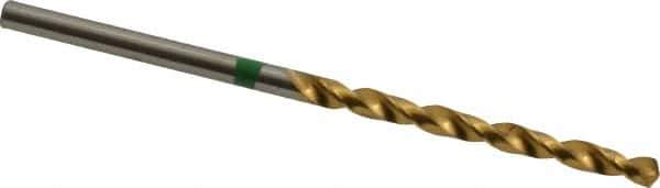 Accupro - #39 135° Cobalt Jobber Drill - TiN Finish, Right Hand Cut, Spiral Flute, Straight Shank, 57mm OAL, Split Point - Eagle Tool & Supply