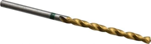 Accupro - #33 135° Cobalt Jobber Drill - TiN Finish, Right Hand Cut, Spiral Flute, Straight Shank, 61mm OAL, Split Point - Eagle Tool & Supply