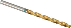 Accupro - 3.7mm 135° Cobalt Jobber Drill - TiN Finish, Right Hand Cut, Spiral Flute, Straight Shank, 70mm OAL, Split Point - Eagle Tool & Supply