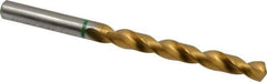 Accupro - 21/64" 135° Cobalt Jobber Drill - TiN Finish, Right Hand Cut, Spiral Flute, Straight Shank, 117mm OAL, Split Point - Eagle Tool & Supply