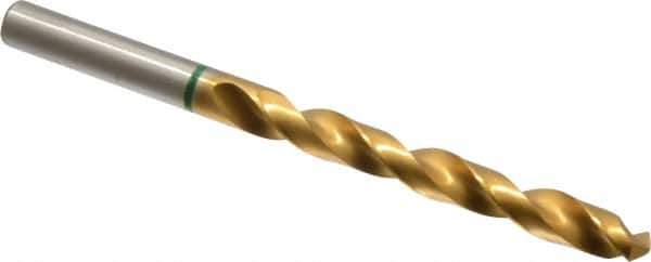 Accupro - Letter Q 135° Cobalt Jobber Drill - TiN Finish, Right Hand Cut, Spiral Flute, Straight Shank, 117mm OAL, Split Point - Eagle Tool & Supply