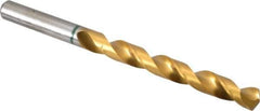 Accupro - 9mm 135° Cobalt Jobber Drill - TiN Finish, Right Hand Cut, Spiral Flute, Straight Shank, 125mm OAL, Split Point - Eagle Tool & Supply