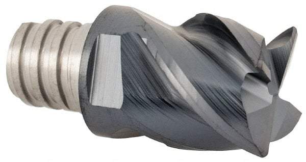Iscar - MM EC Grade IC908 Carbide End Milling Tip Insert - TiAlN Finish, 4 Flutes, 3/8" Cutting Diam, 0.275" Depth of Cut, 0.512" Extension, 0.015" Cnr Rad, 45° Helix - Eagle Tool & Supply