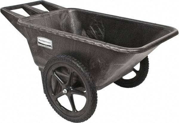 Rubbermaid - 7.5 Cu Ft, 300 Lb Capacity Wheelbarrow with 20" Radial Wheel - Plastic Handle, 58" Long x 32-3/4" Wide x 28-1/4" High, Black - Eagle Tool & Supply