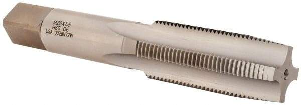 Hertel - M20x1.50 Metric Fine 4 Flute Bright Finish High Speed Steel Straight Flute Standard Hand Tap - Taper, Right Hand Thread, 4-15/32" OAL, D6 Limit - Exact Industrial Supply