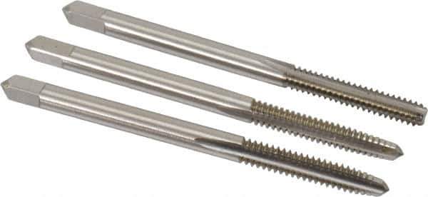 Hertel - #6-32 UNC, 3 Flute, Bottoming, Plug & Taper, Bright Finish, High Speed Steel Tap Set - 2" OAL, 2B/3B Class of Fit - Eagle Tool & Supply