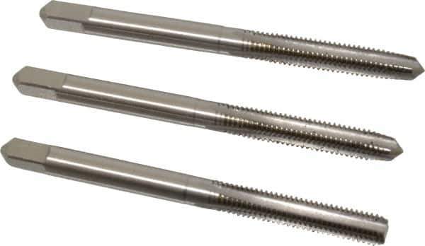 Hertel - M5x0.80 Metric Coarse, 4 Flute, Bottoming, Plug & Taper, Bright Finish, High Speed Steel Tap Set - 2-3/8" OAL, 6H Class of Fit - Eagle Tool & Supply