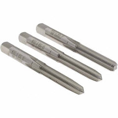 Hertel - M7x1.00, D5, 4 Flutes, Bottoming, Plug, Taper Chamfer, Bright Finish, High Speed Steel Tap Set - 6H Class of Fit - Eagle Tool & Supply