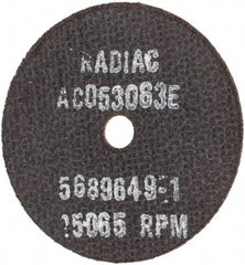 Radiac Abrasives - 3" 46 Grit Ceramic Cutoff Wheel - 1/16" Thick, 3/8" Arbor, Use with Angle Grinders - Eagle Tool & Supply