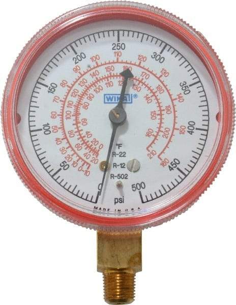 Wika - 2-1/2" Dial, 1/8 Thread, 0-500 Scale Range, Pressure Gauge - Lower Connection Mount, Accurate to 1-2-5% of Scale - Eagle Tool & Supply