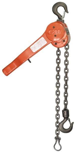 CM - 1,500 Lb Lifting Capacity, 5' Lift Height, Lever Hoist - Made from Chain, 45 Lb Avg Pull to Lift Rated Load - Eagle Tool & Supply