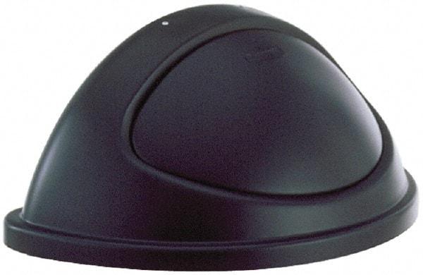 Rubbermaid - Half-Round Lid for Use with 21 Gal Trash Cans - Black, Polyethylene, For Untouchable Trash Cans - Eagle Tool & Supply