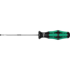 Wera - 3mm Blade Width, Slotted Screwdriver - 150mm Blade Length, Round Shank, Ergonomic Handle - Eagle Tool & Supply
