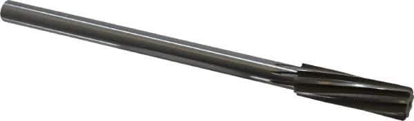 Made in USA - 19/32" High Speed Steel 8 Flute Chucking Reamer - Spiral Flute, 0.4355" Straight Shank, 2" Flute Length, 8" OAL - Eagle Tool & Supply
