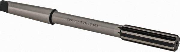 Made in USA - 21/32" High Speed Steel 8 Flute Chucking Reamer - Straight Flute, 2MT Morse Taper Shank, 2-1/4" Flute Length, 9" OAL - Eagle Tool & Supply