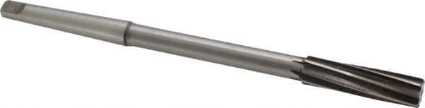 Made in USA - 17/32" High Speed Steel 6 Flute Chucking Reamer - Spiral Flute, 1MT Morse Taper Shank, 2" Flute Length, 8" OAL - Eagle Tool & Supply