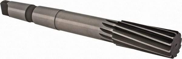 Made in USA - 1-3/8" High Speed Steel 12 Flute Chucking Reamer - Spiral Flute, 4MT Morse Taper Shank, 3-1/4" Flute Length, 12" OAL - Eagle Tool & Supply