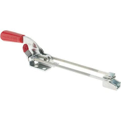 De-Sta-Co - 719 Lb Capacity, Horizontal, U Hook, Flanged Base, Carbon Steel Pull Action Latch Clamp - 1-3/4" Drawing Movement, 10-17/32" OAL, Threaded U Hook, Straight Handle - Eagle Tool & Supply