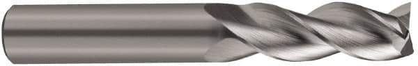 SGS - 1", 1-1/4" LOC, 1" Shank Diam, 4" OAL, 3 Flute, Solid Carbide Square End Mill - Single End, Uncoated, Spiral Flute, 38° Helix, Right Hand Cut, Right Hand Flute, Series 43 - Eagle Tool & Supply
